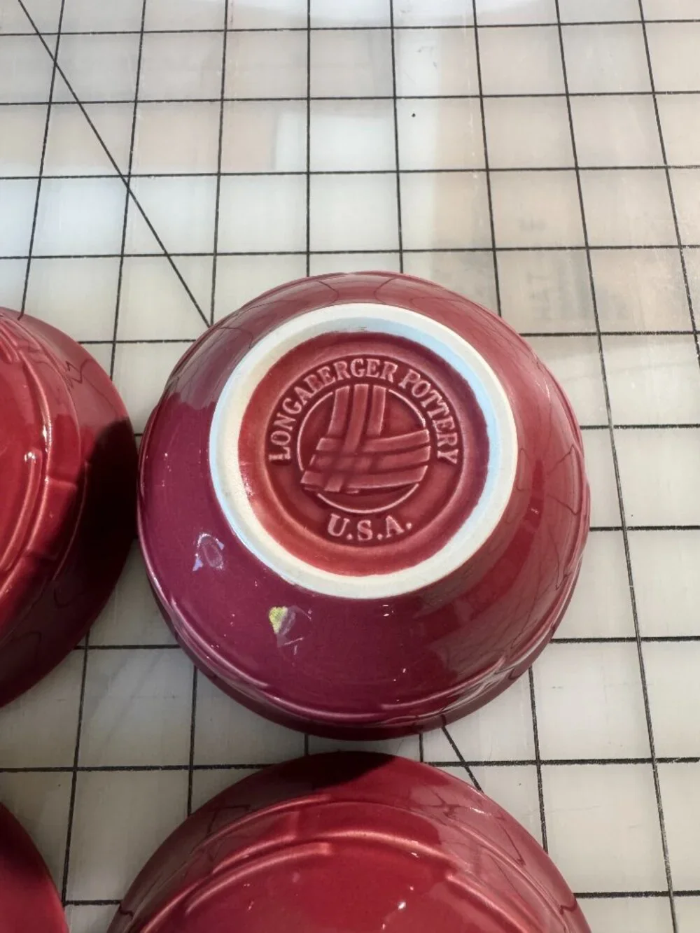 Longaberger Paprika Red Dessert & Condiment Bowl Caddy Set
